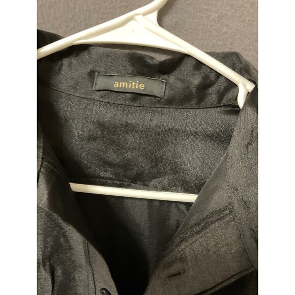 Amitie Black Polyester Blouse Lightweight Long Sleeve Size S Romantic Dark Goth - Picture 2 of 7